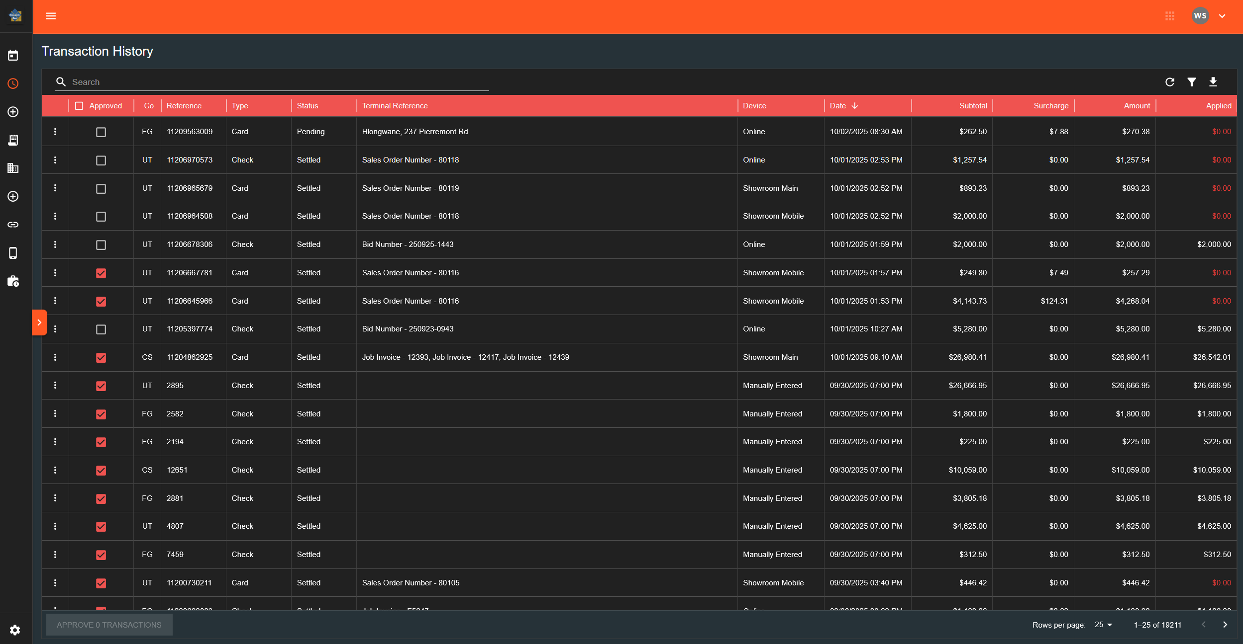 Transaction History Page